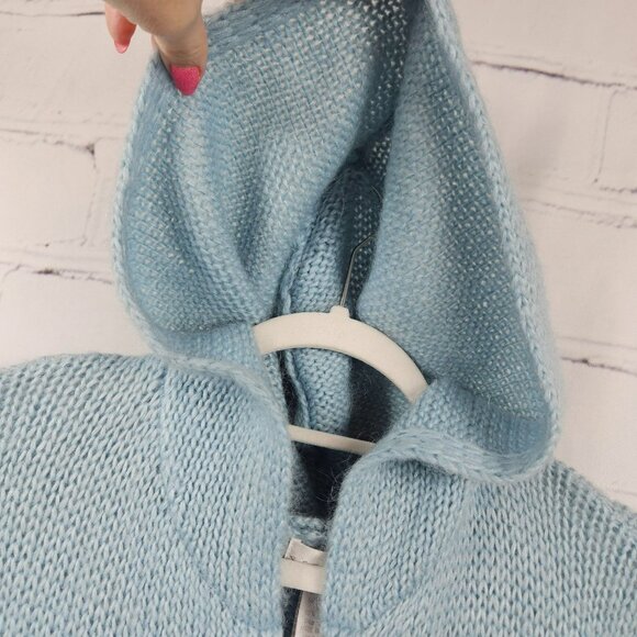 Soft Surroundings Mohair Wool Blend Duster Long Sweater Cardigan Womens L Hooded - Picture 10 of 14